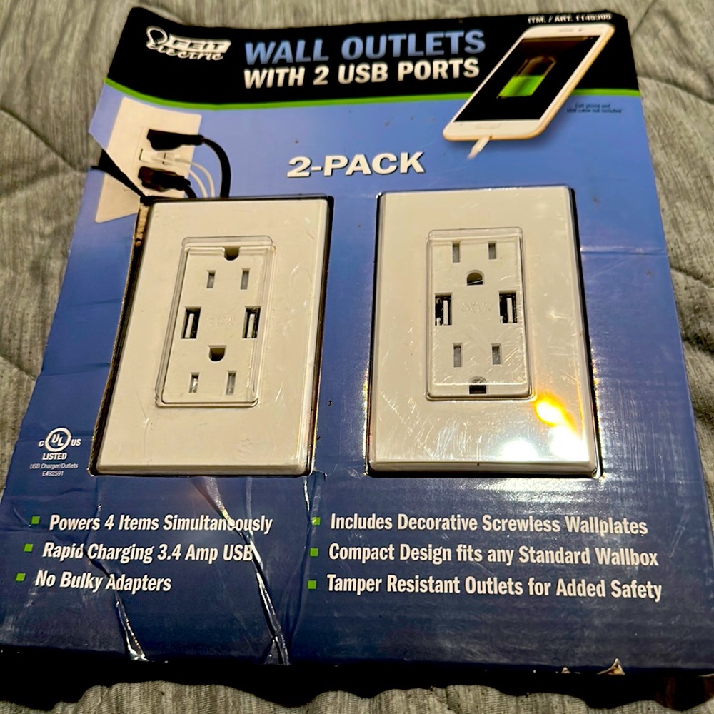 Wall outlets with a USB ports two pack